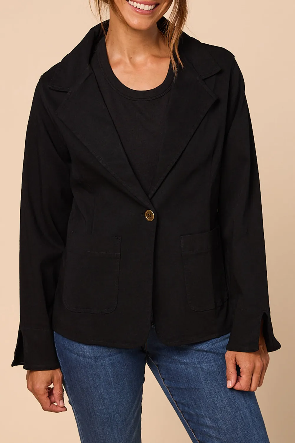 Adrift Ponte Blazer In Black