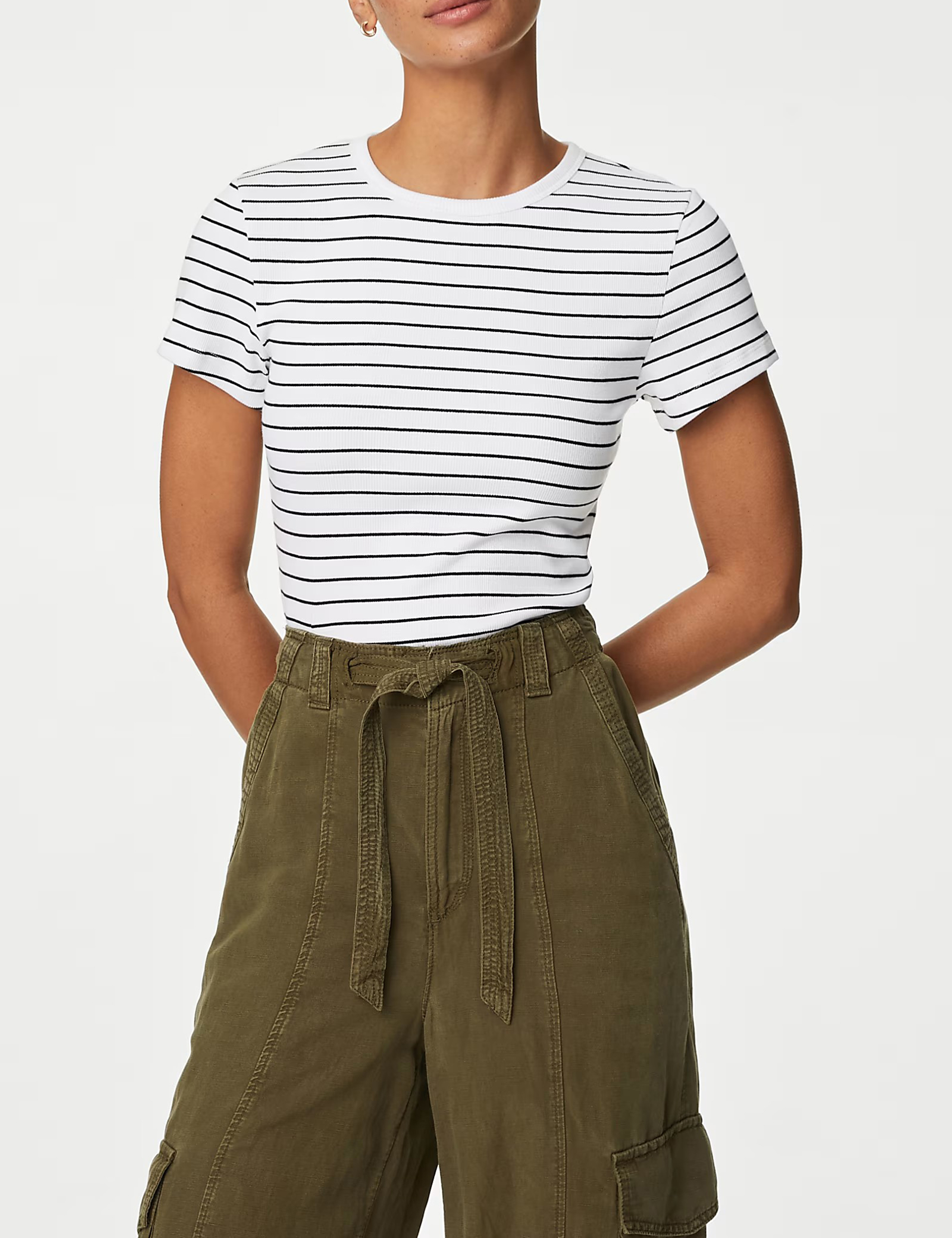 Cotton Rich Striped Ribbed T-Shirt