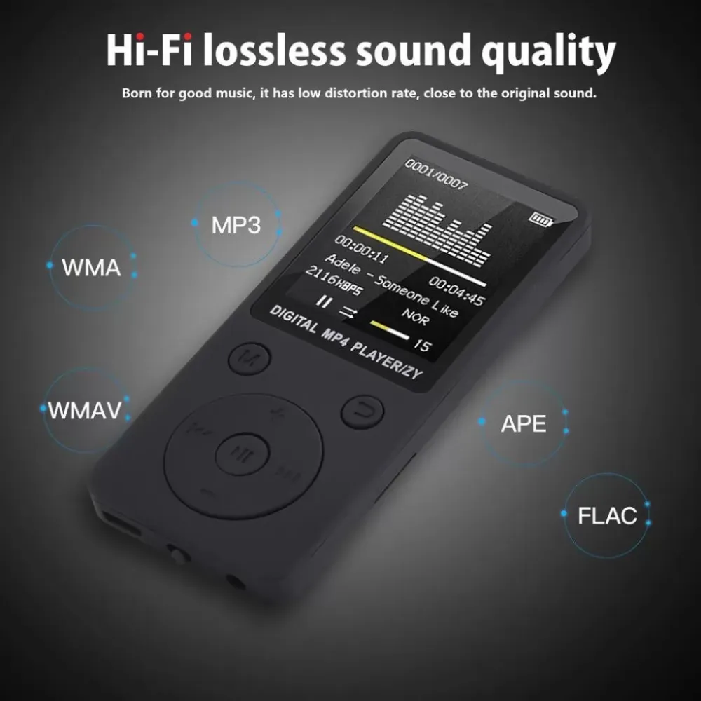 2018 Fashion Portable MP3/MP4 Lossless Sound Music Player FM Recorder USB Hi fi Music Player With sd card