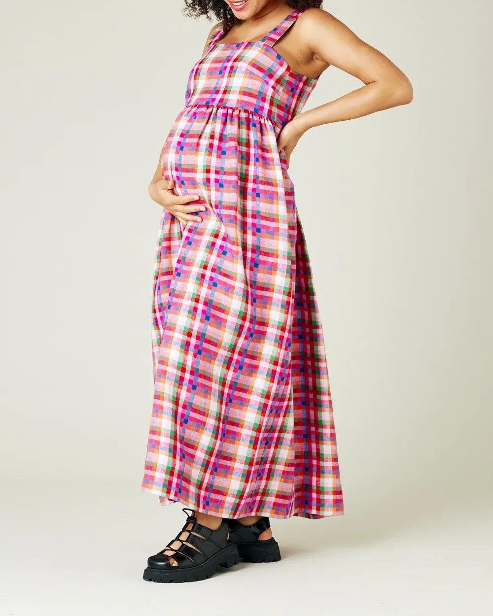 SONNY CHECK LINEN DRESS