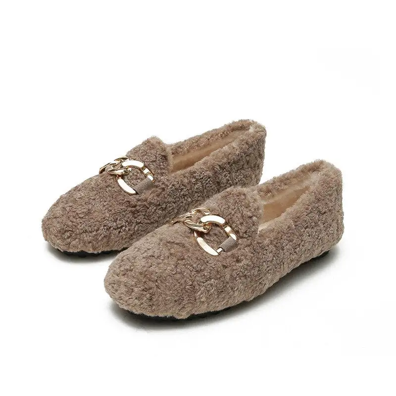 Cilool Furry Flats Loafers Fu66