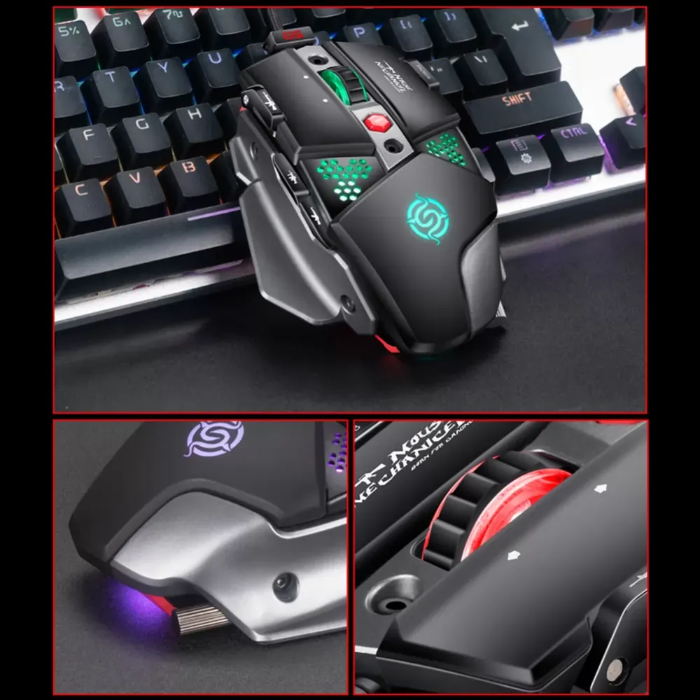 G9 ergonomic design 6400dpi adjustable 8-button USB wired RGB lamp effect mechanical competition mouse, suitable for desktop/pc