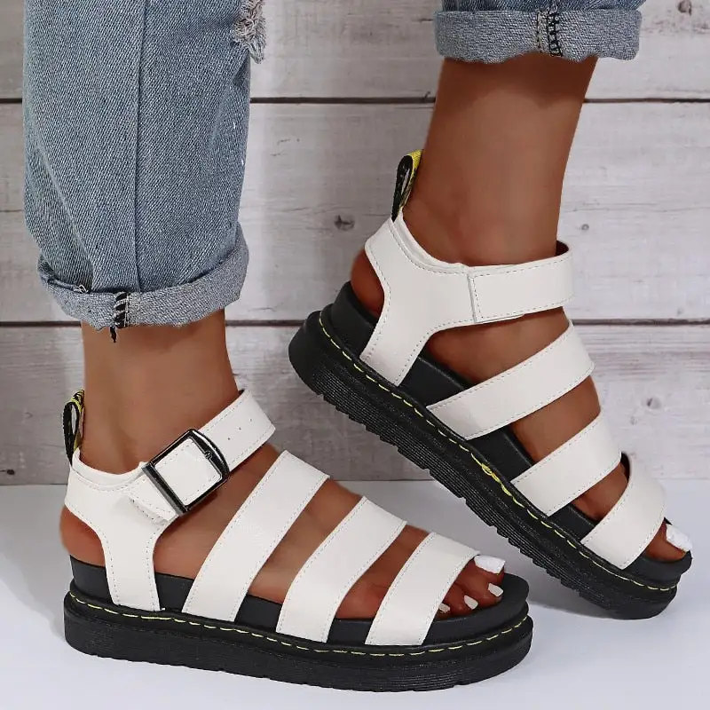 Summer Streetwear Martens Shoes Woman Flats Platform Sandals