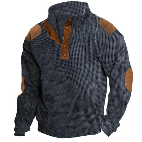 Men's Outdoor Raglan Sleeves Casual Waffle Fashion Sweatshirt