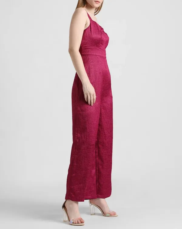 Dark Pink Jacquard Shimmer Jumpsuit