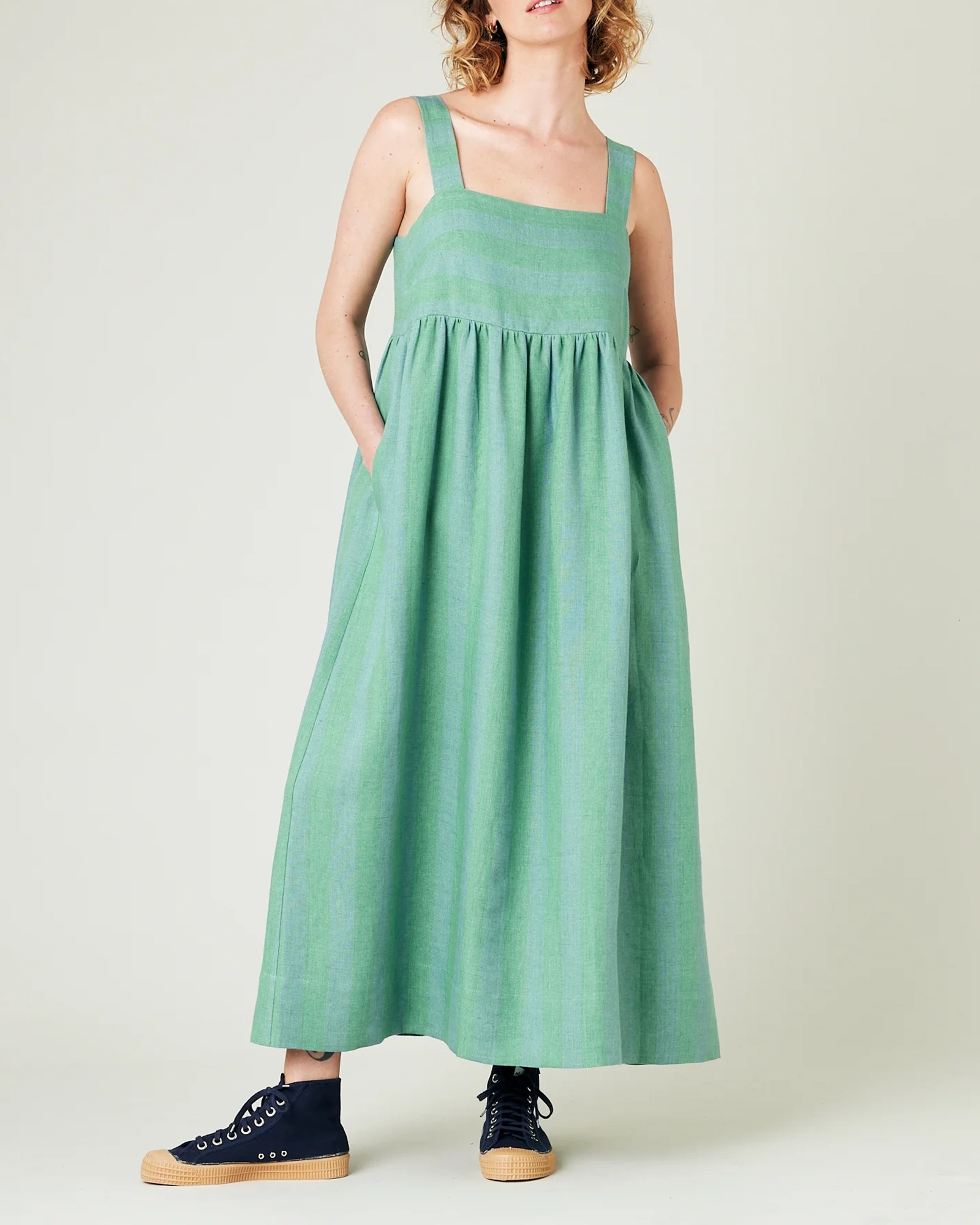 OCEAN STRIPE LINEN DRESS