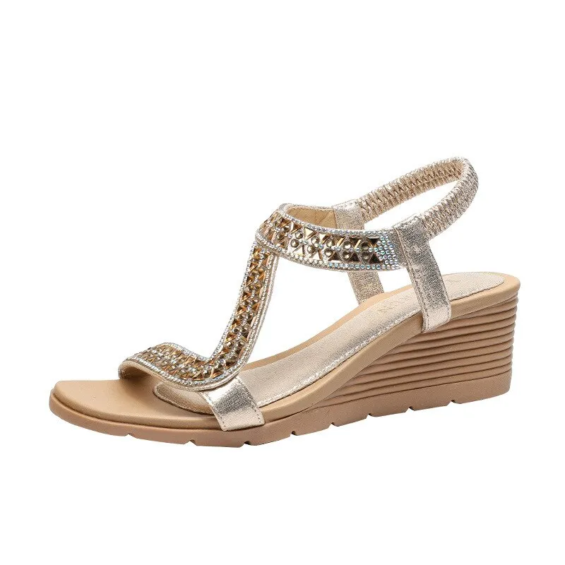 Cilool  Rhinestones New Platform Sandals