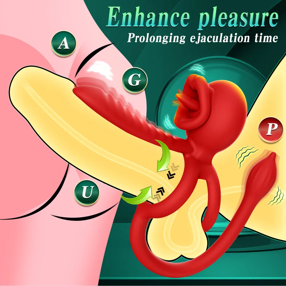 Cock Rings Clitoral Stimulator with Licking Mouth Pleasur with APP control