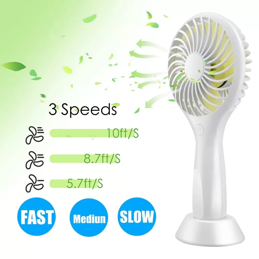 Hand Held Fan with USB Rechargeable Battery, 3 Speed Personal Desk Table Low Noise Smart Home Portable Handheld Multi-function