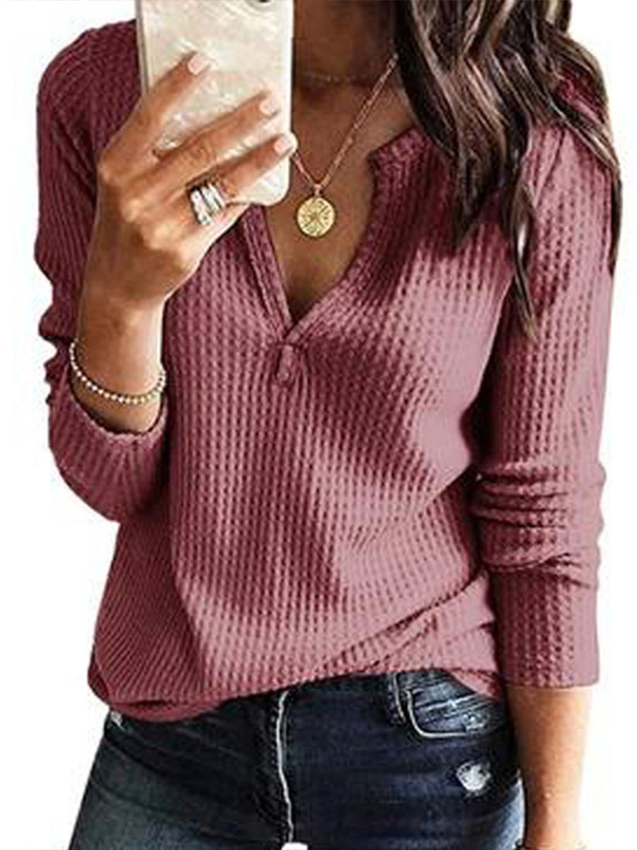 Women's Long Sleeve V-neck Top