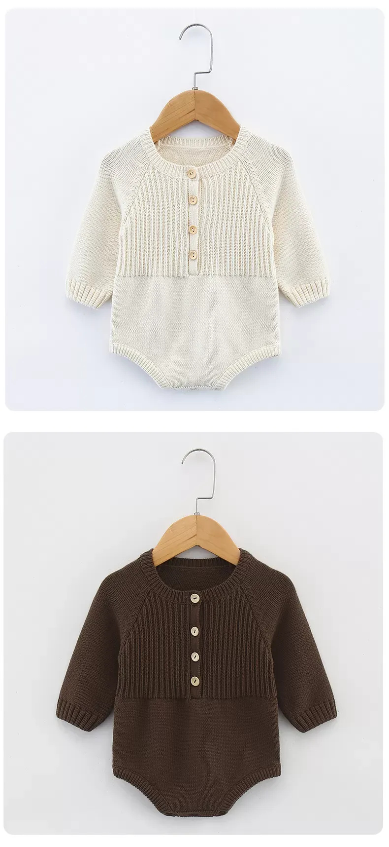 ins Nordic plain color baby knitted sweater spring and autumn one-piece baby long-sleeved triangle ha newborn baby clothes body suit