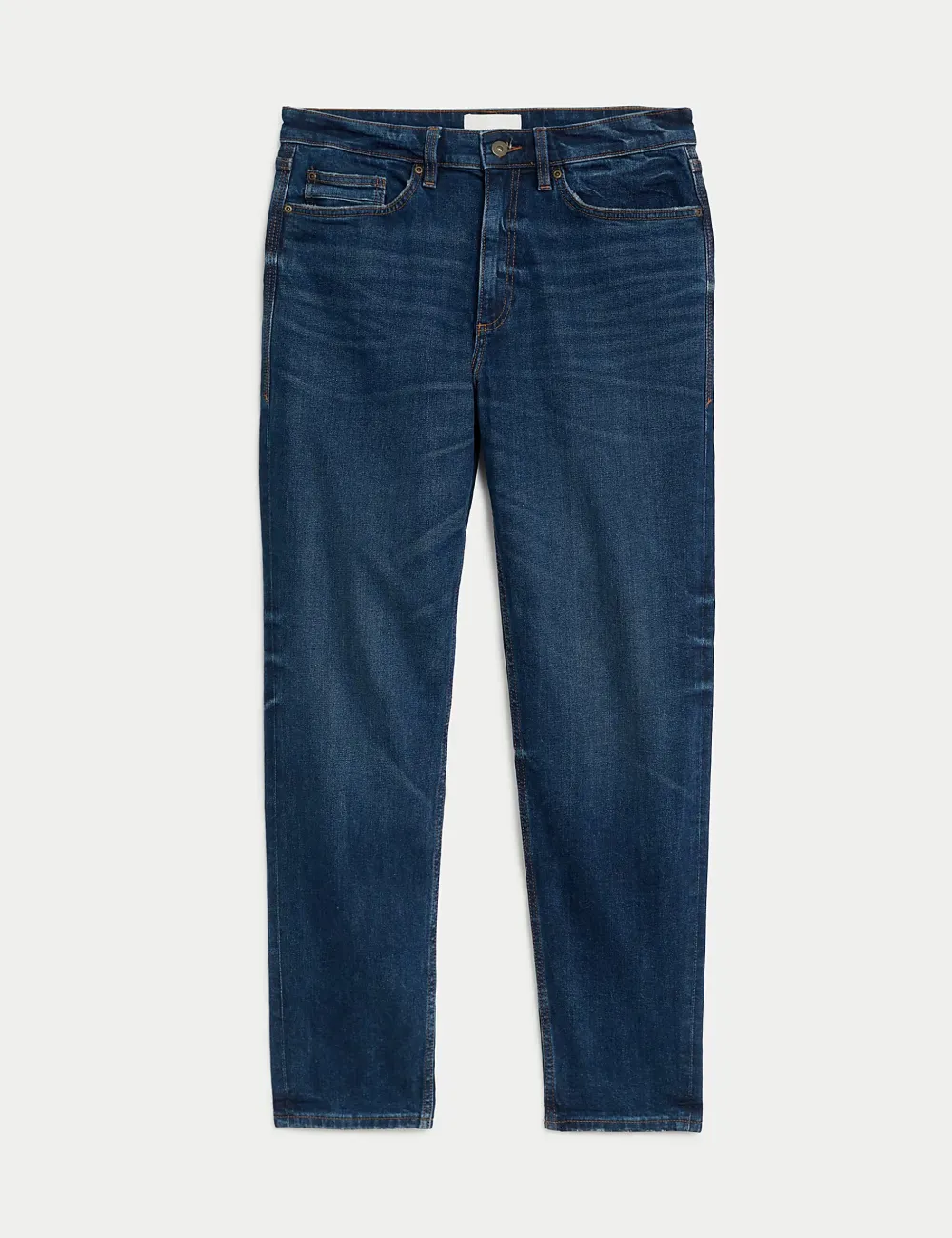 Tapered Fit Vintage Wash Stretch Jeans