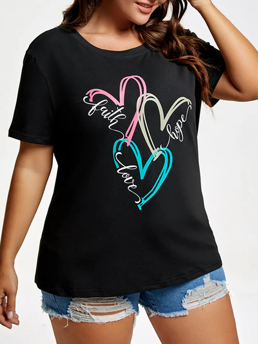 Plus Faith Hope Love Heart Graphic Tee