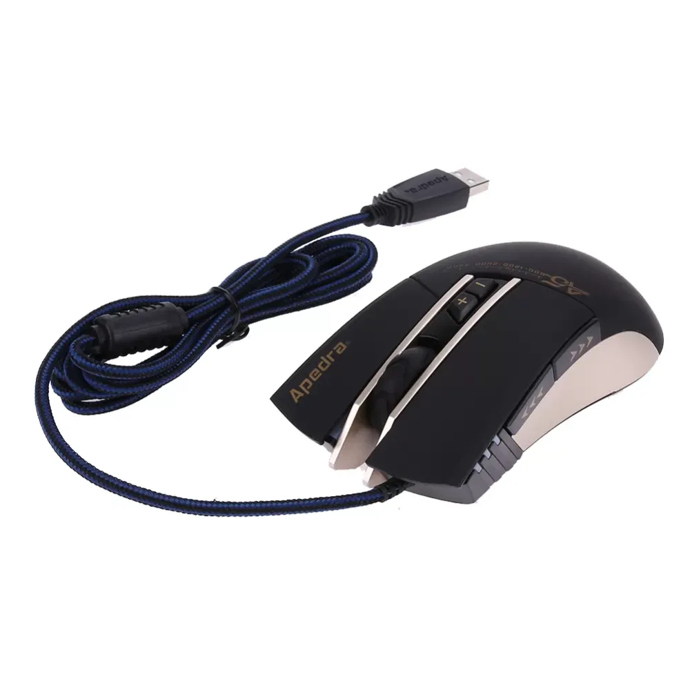 Ergonomic design 3200dpi 6-key programmable professional game mouse, led 4-color breathing lamp, suitable for laptop and pc