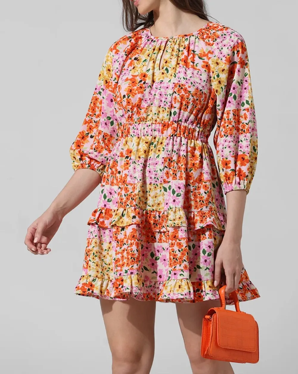 Multi-Colour Floral Mini Dress