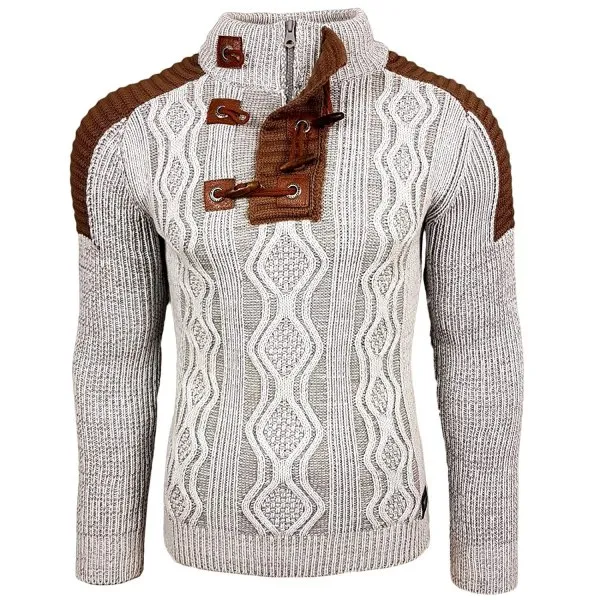 Men's Retro Warm Stand-up Collar Zipper Sweater