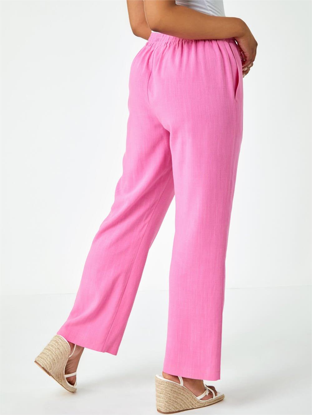 Pink mid-length wide-leg pants