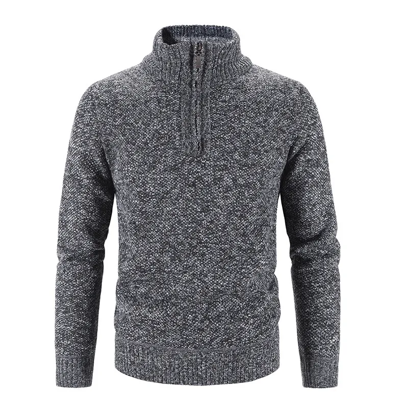 Men's Stand Collar Cashmere Zipper Sweater