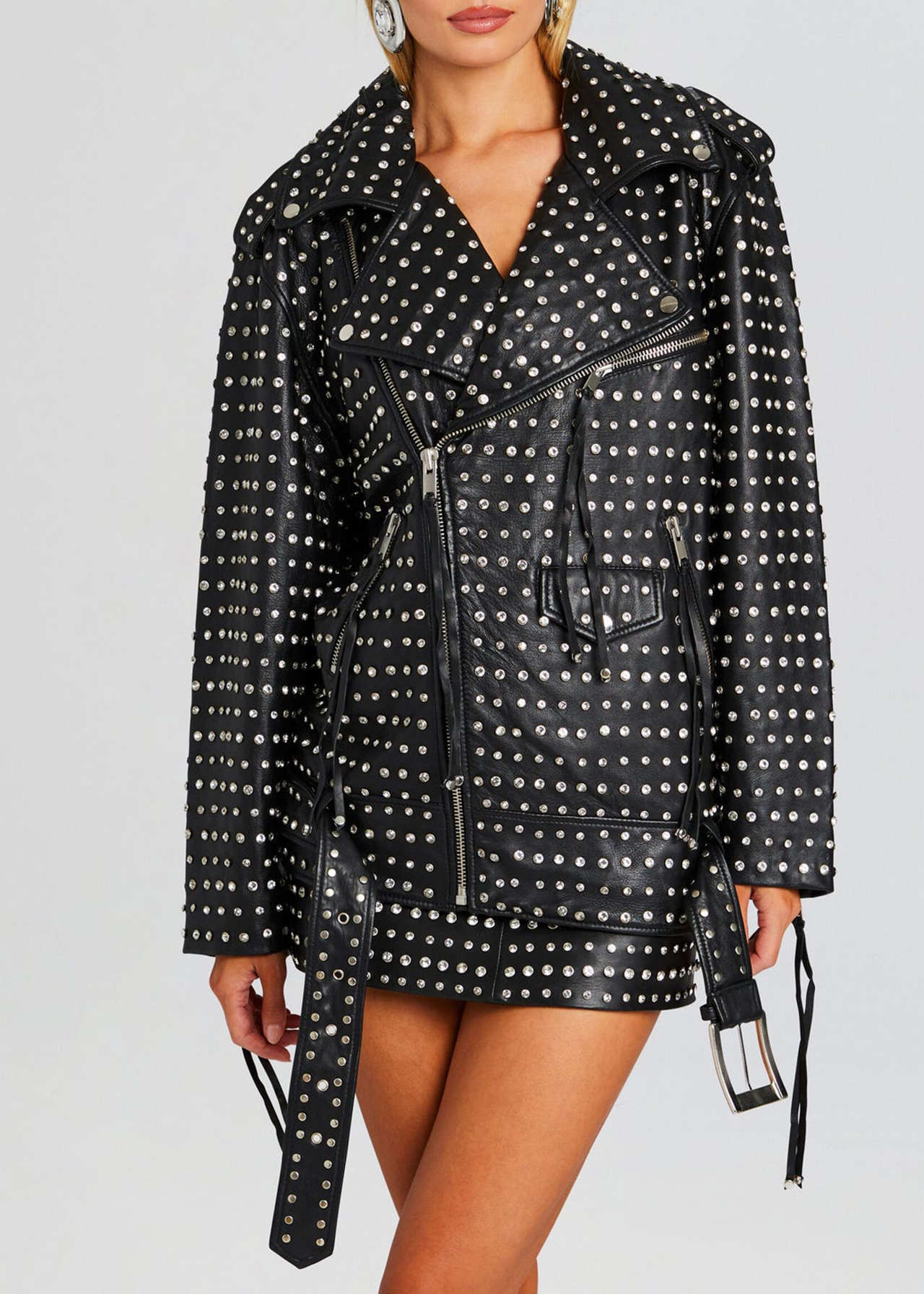 Icon Embellished Leather Jacket