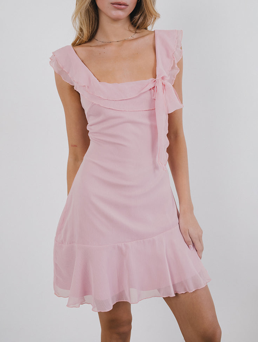 Binita Mini Dress In Chiffon Peony