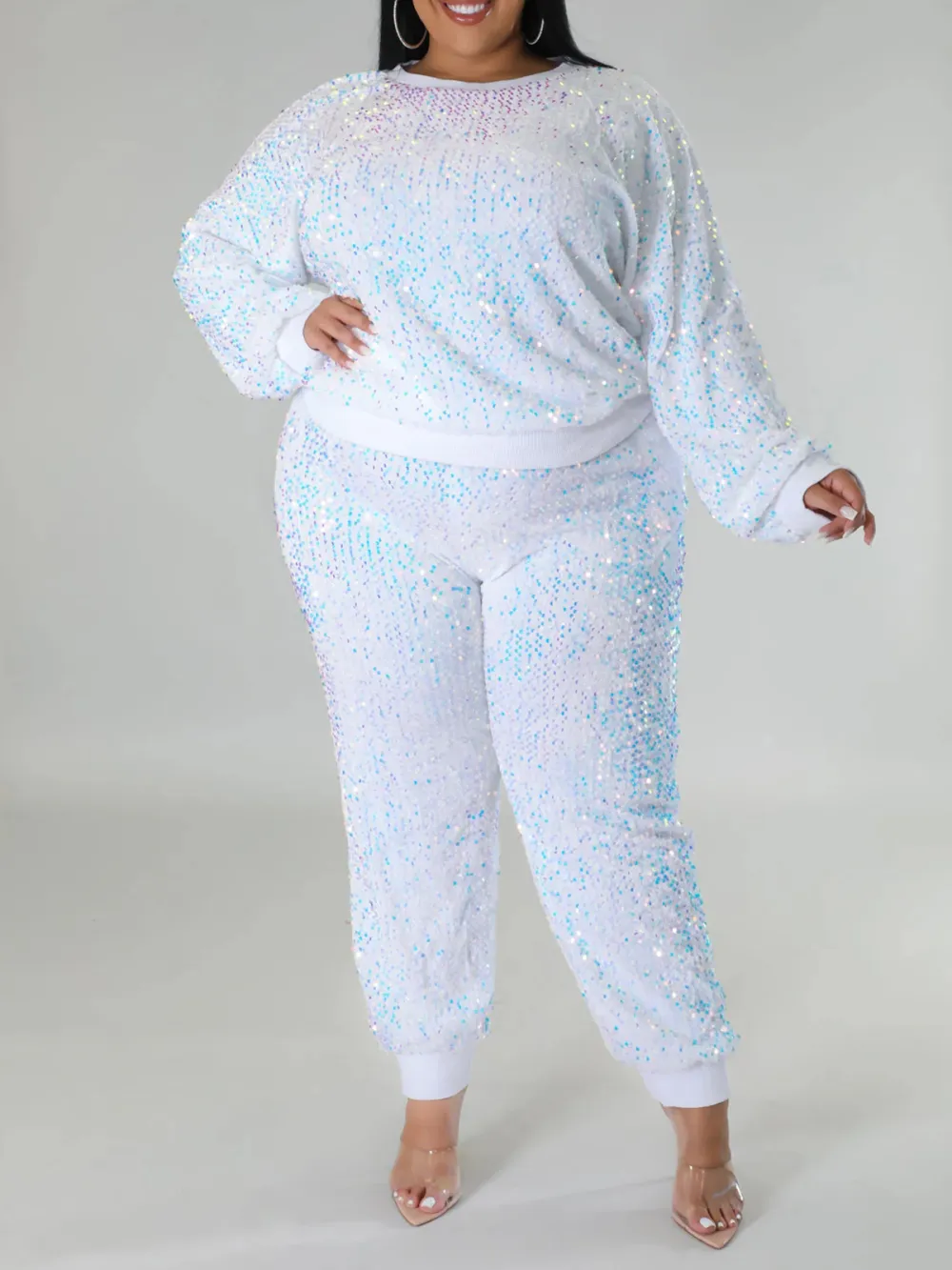 Plus Size Women'S Fashion Sequin Suit