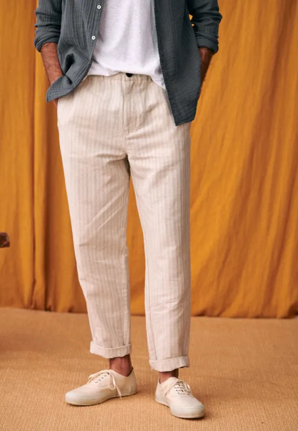 Shane Trousers-Striped beige