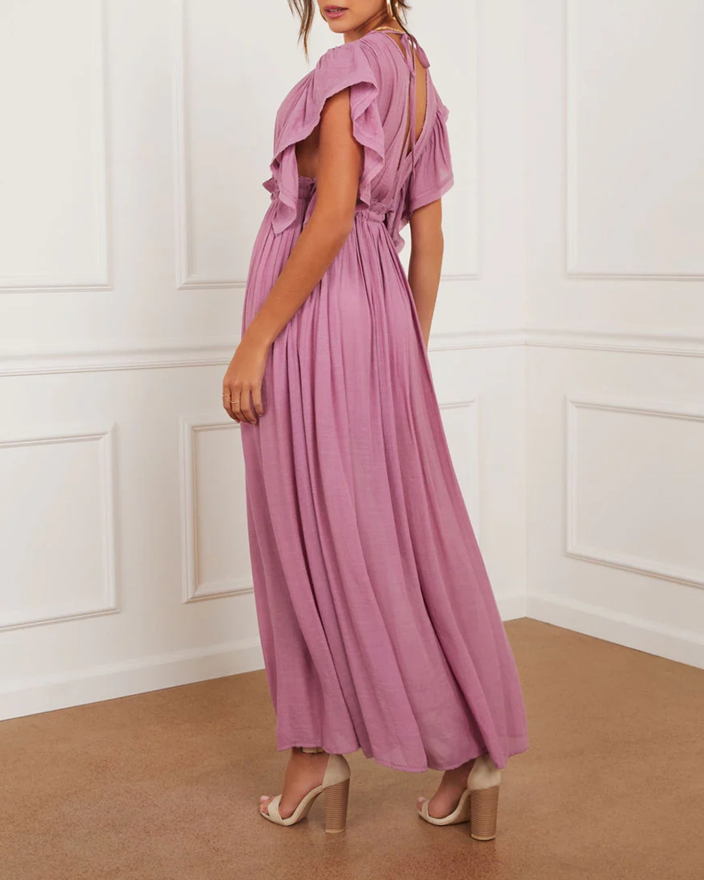 Zora Button Front Cinched Waist Maxi Dress