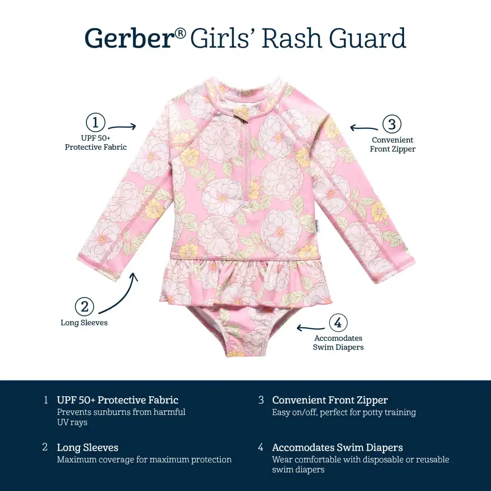 Toddler Girls Peonies Rashguard