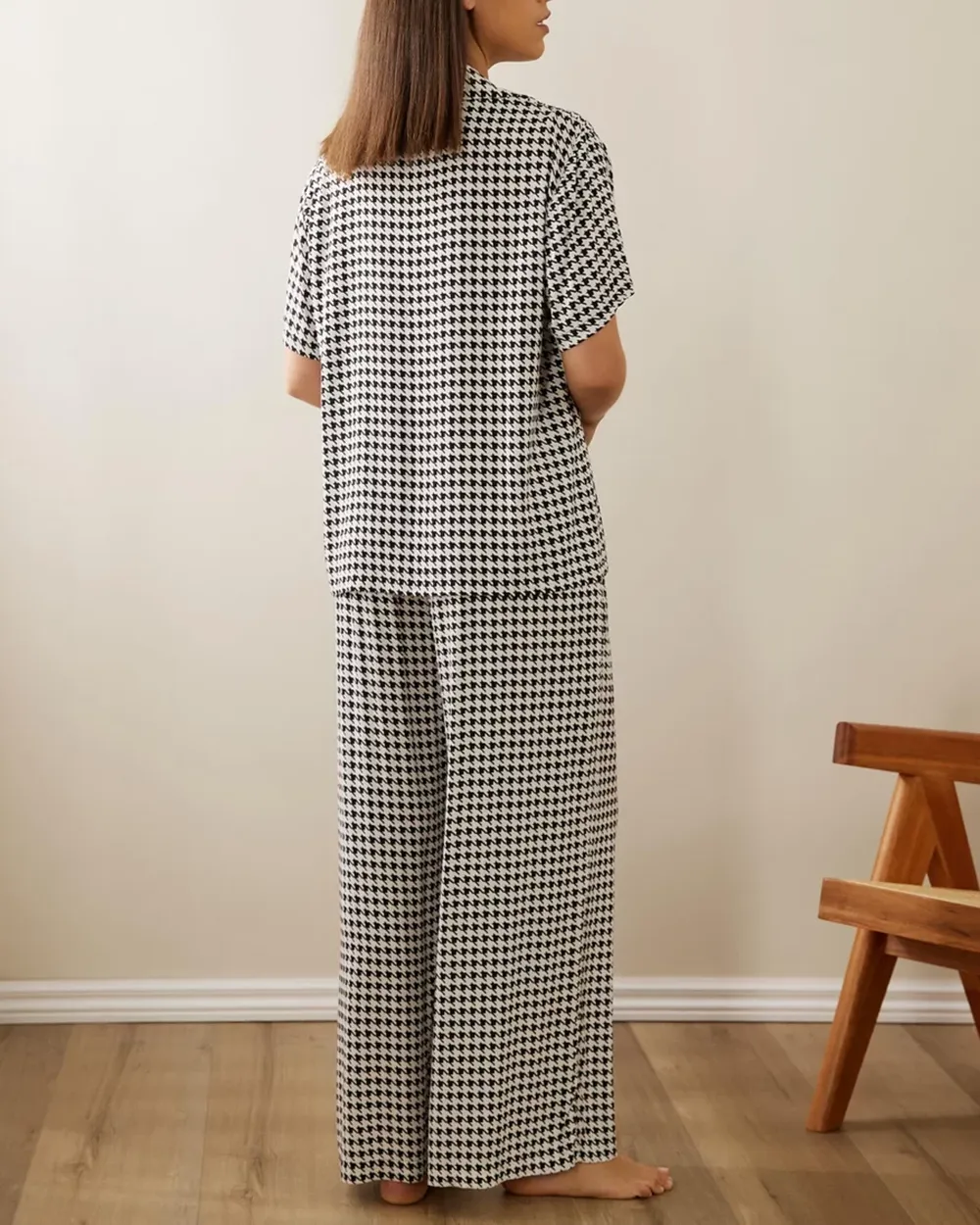 Ruby Houndstooth Long PJ Set