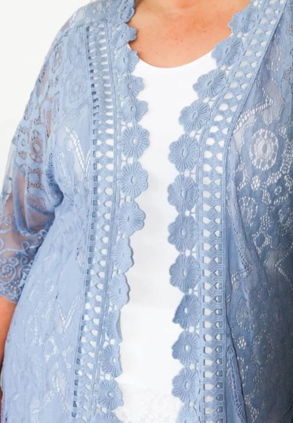 Denim Blue Lace Kimono