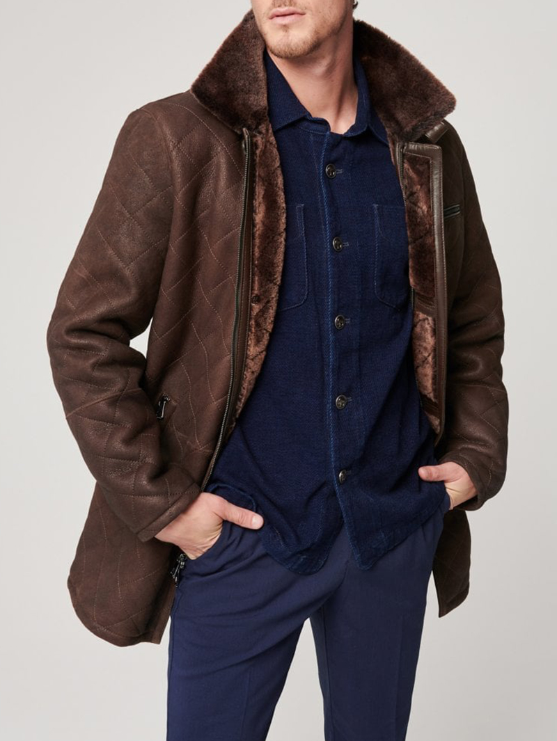 Men's quilted sheepskin coat