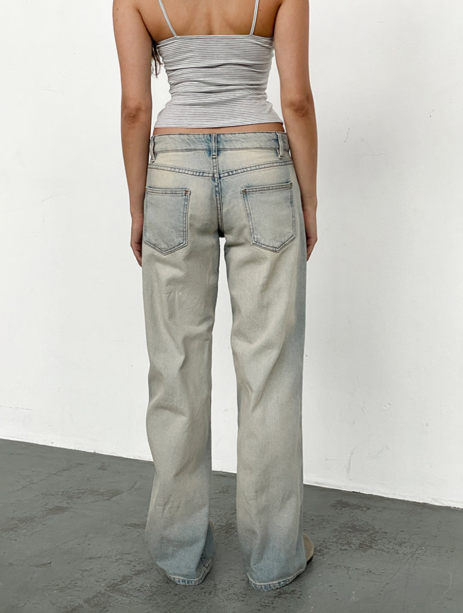 Sand Bleach Extreme Low Rise Parallel Jeans