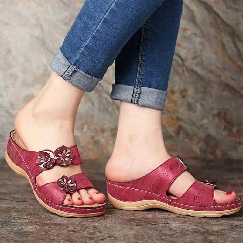 Cilool Premium Handicraft Open Toe Charming Fancy Flower Women Sandals