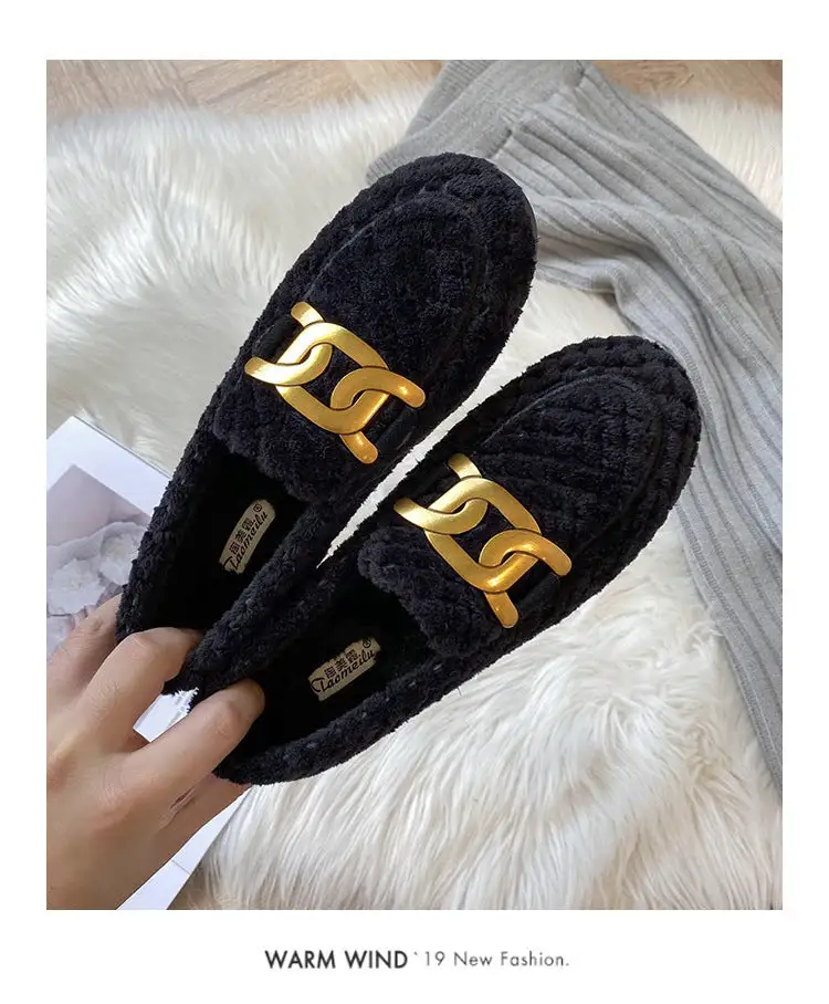 Cilool Furry Flats Loafers Fu65