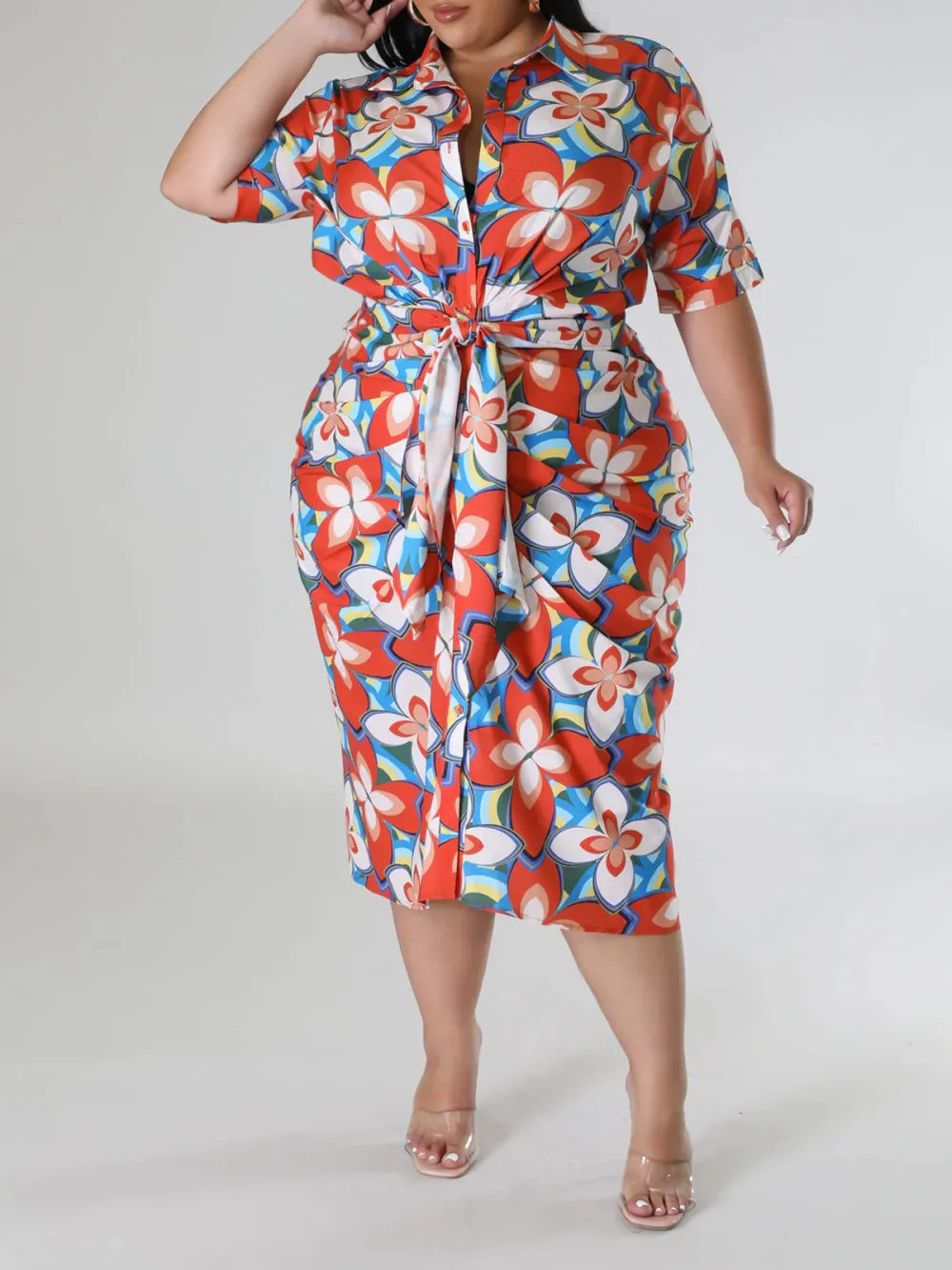 Plus-Size Fashion Women'S Floral Print Dress