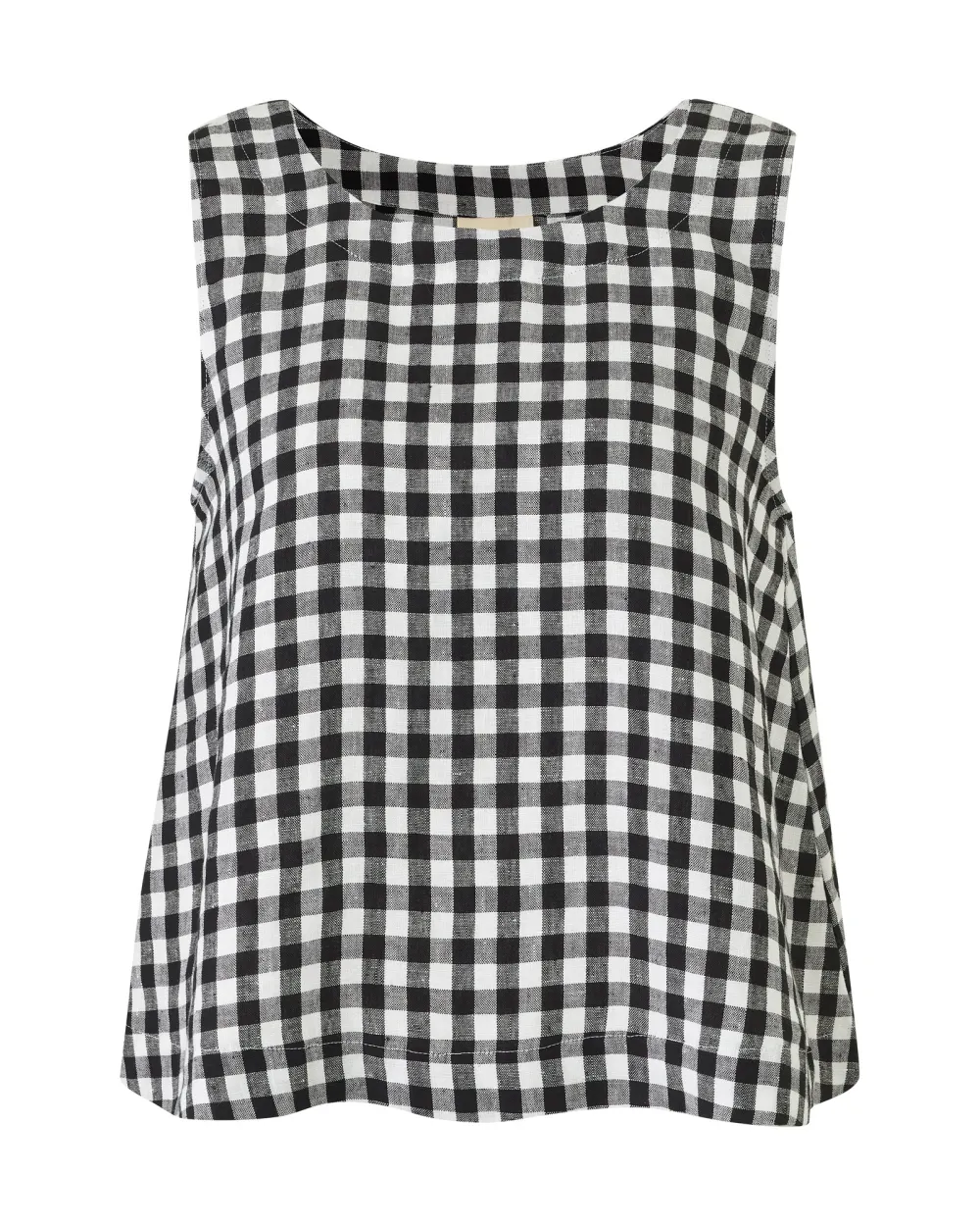 TARA BLACK & WHITE GINGHAM LINEN TOP