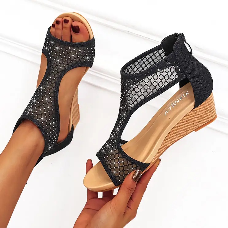 Cilool Elegant Lace Mesh Shoes Women Sandals