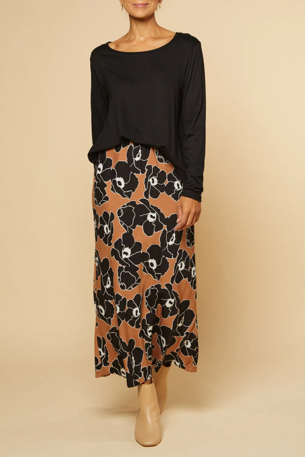 Katie Bias Cut Skirt in Autumn Lily