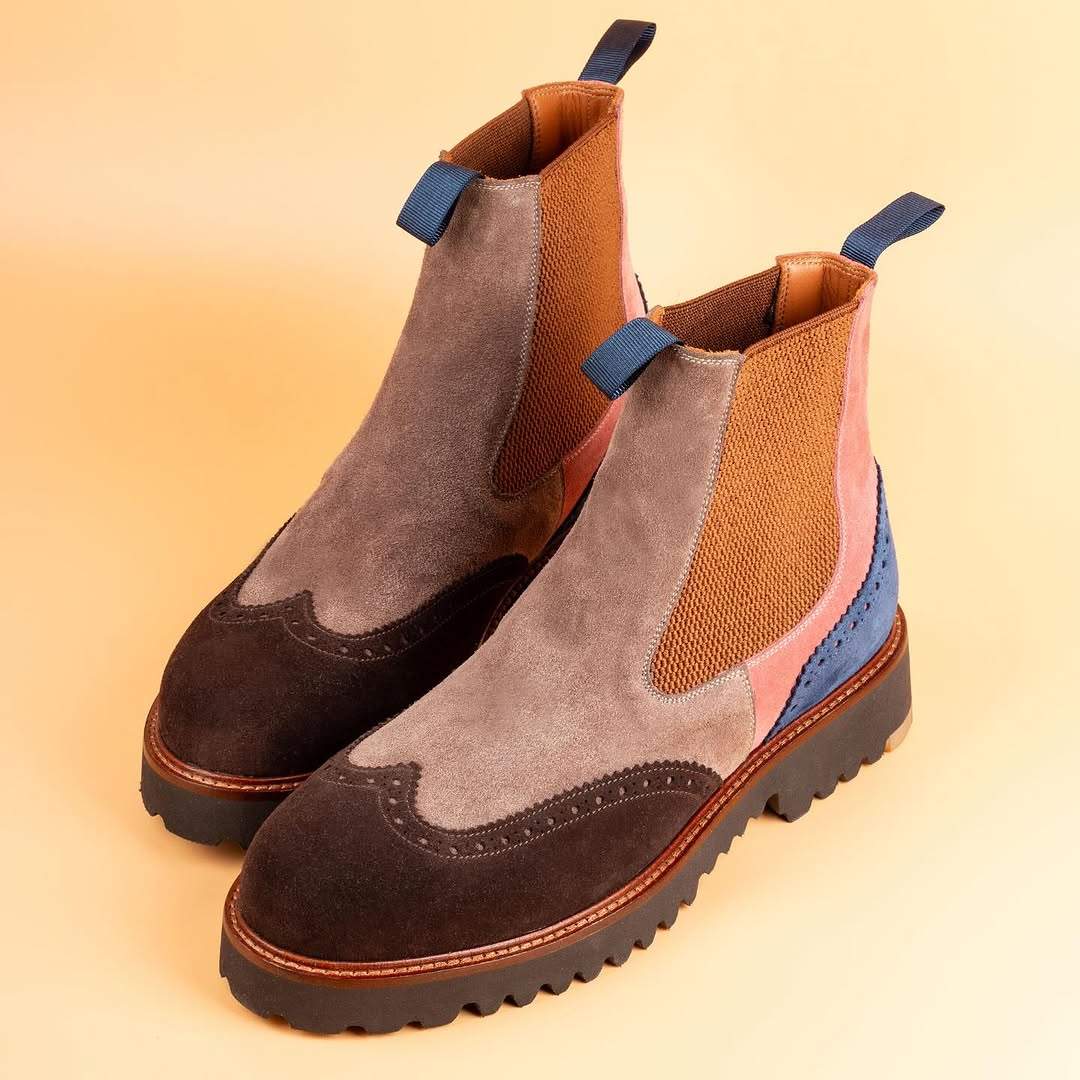 Colorblock Suede Chelsea Boots