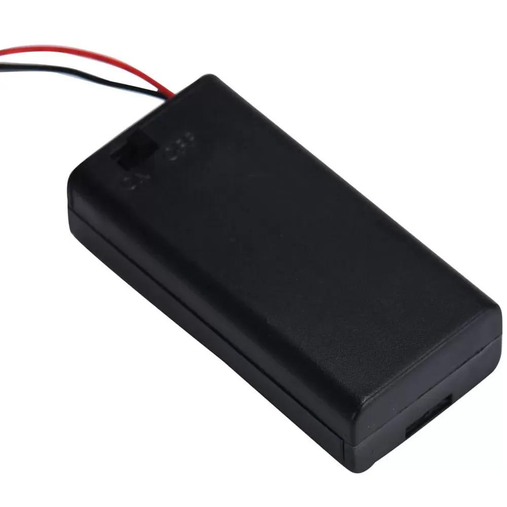 2 x AA 3V Battery Holder Connector Storage Case Box ON/OFF Switch With Lead Wire  Plastic 68.6x33.6x18.2mm