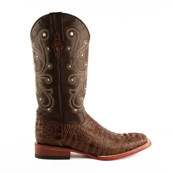 Men's  Stampede Caiman Crocodile Print Boots Handcrafted Sport Rust