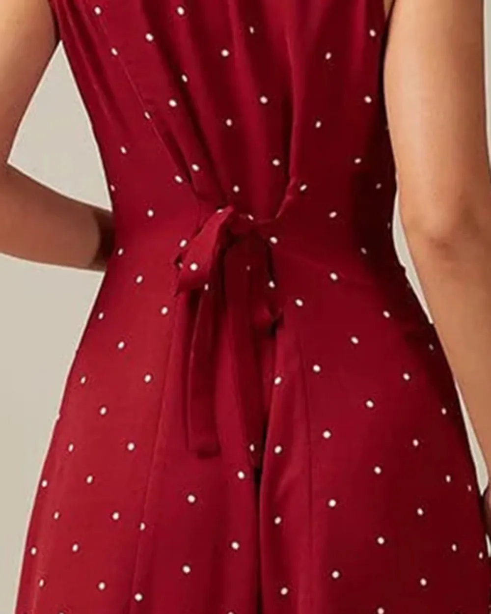 Red button polka dot dress