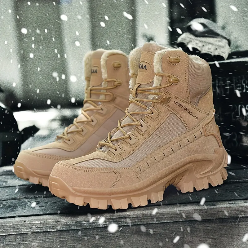 Men's Winter Warm Combat Boots Waterproof Non-Slip Hiking Boots Work Boots (Insulated Version)