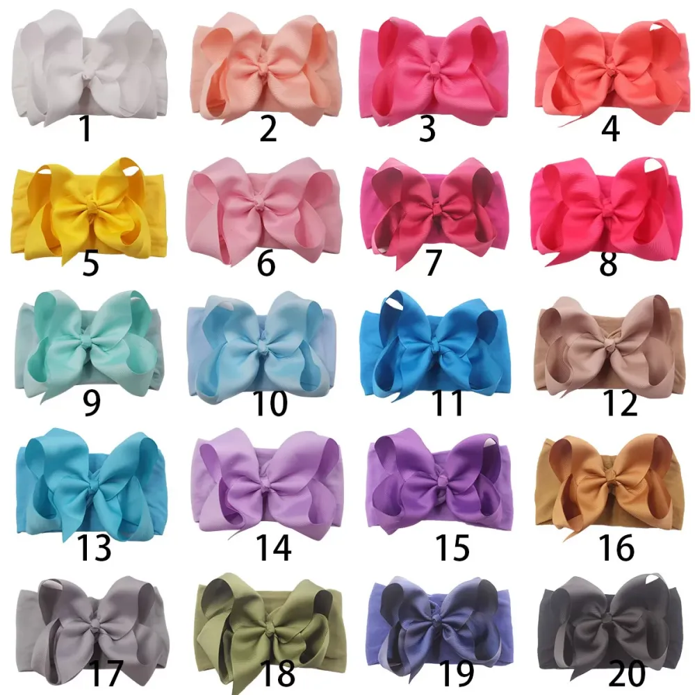 Baby Girls Boy Headbands Soft Elastic Bow Turban Nylon Newborn Baby Headbands Head Wrap Bow Hairband Toddler Hair Accessories