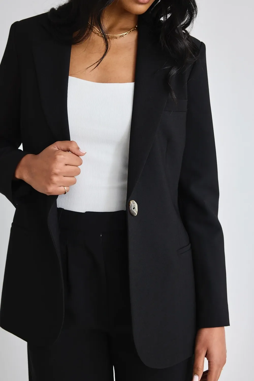 Enough Black Textured Fitted Blazer