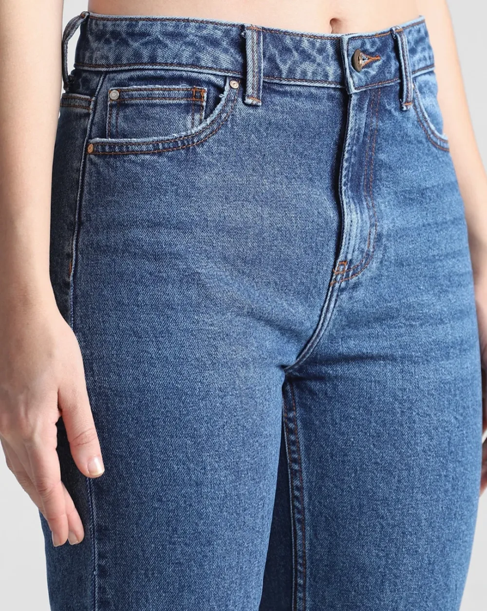 Blue High Rise Mom Fit Jeans