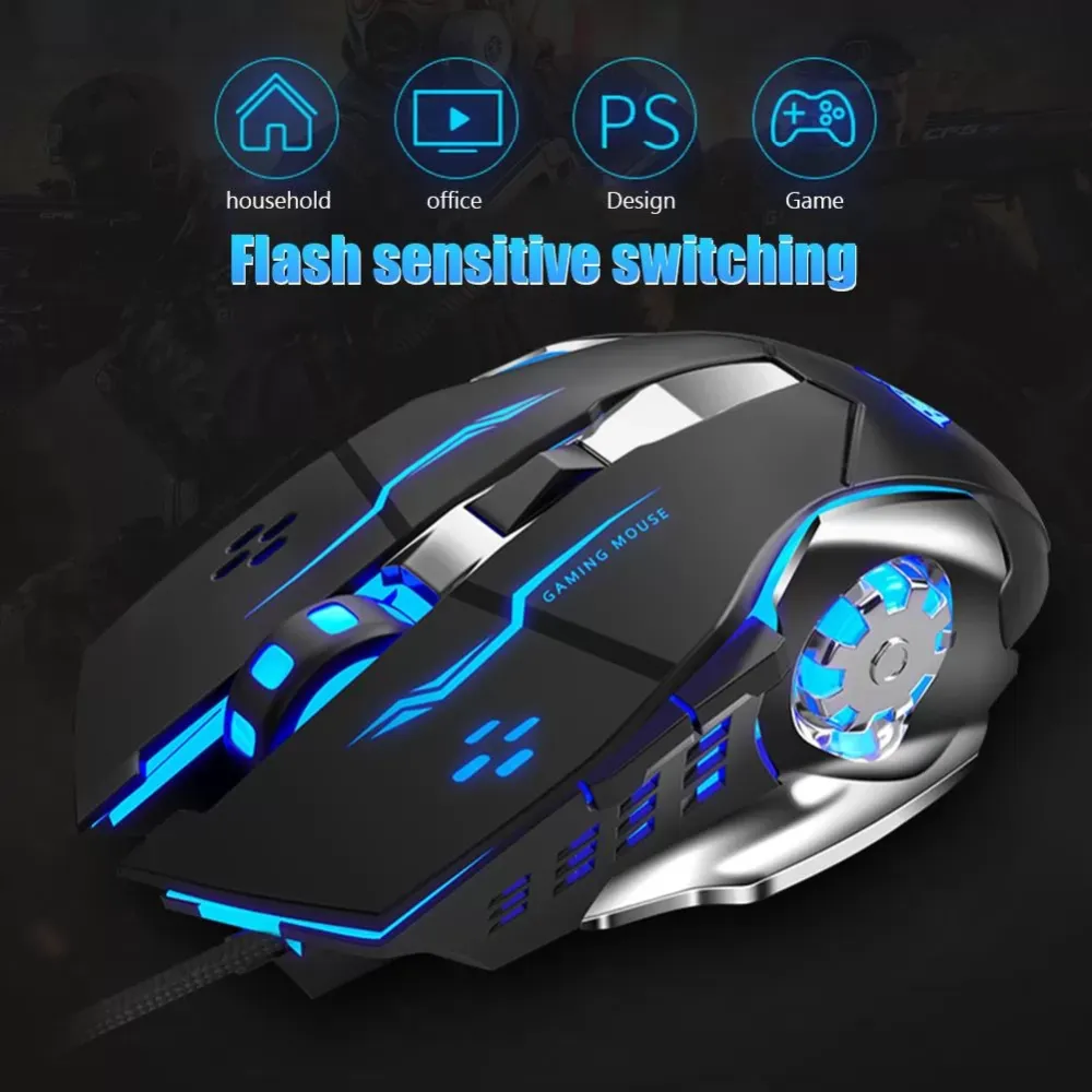 S20 Ergonomic Wired Gaming Mouse Reasonable Thickness Comfortable Touch 6 Button 2400DPI LED USB Computer Mouse Mice