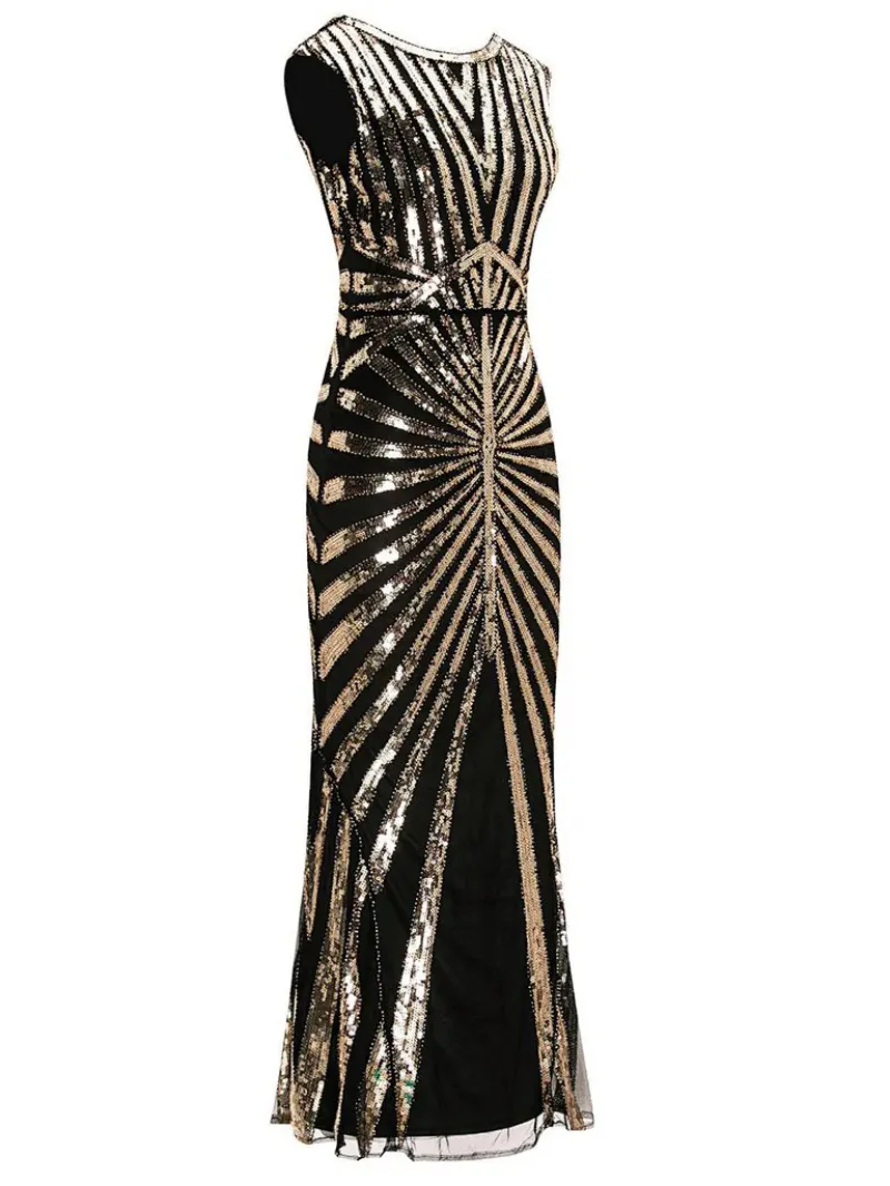 BLACK 1920S SEQUIN FLAPPER DRESS - US ONLY