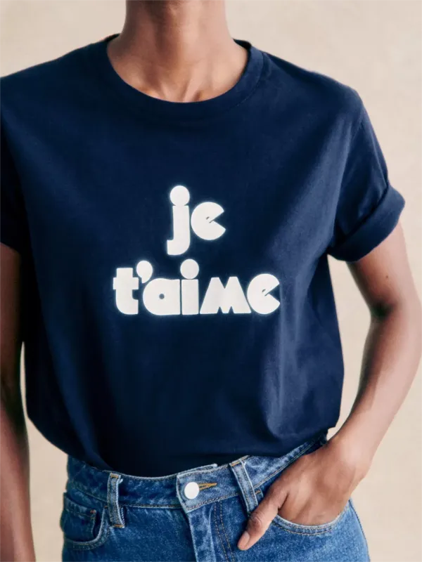 Cheap Je T'aime  T-Shirt-Blue