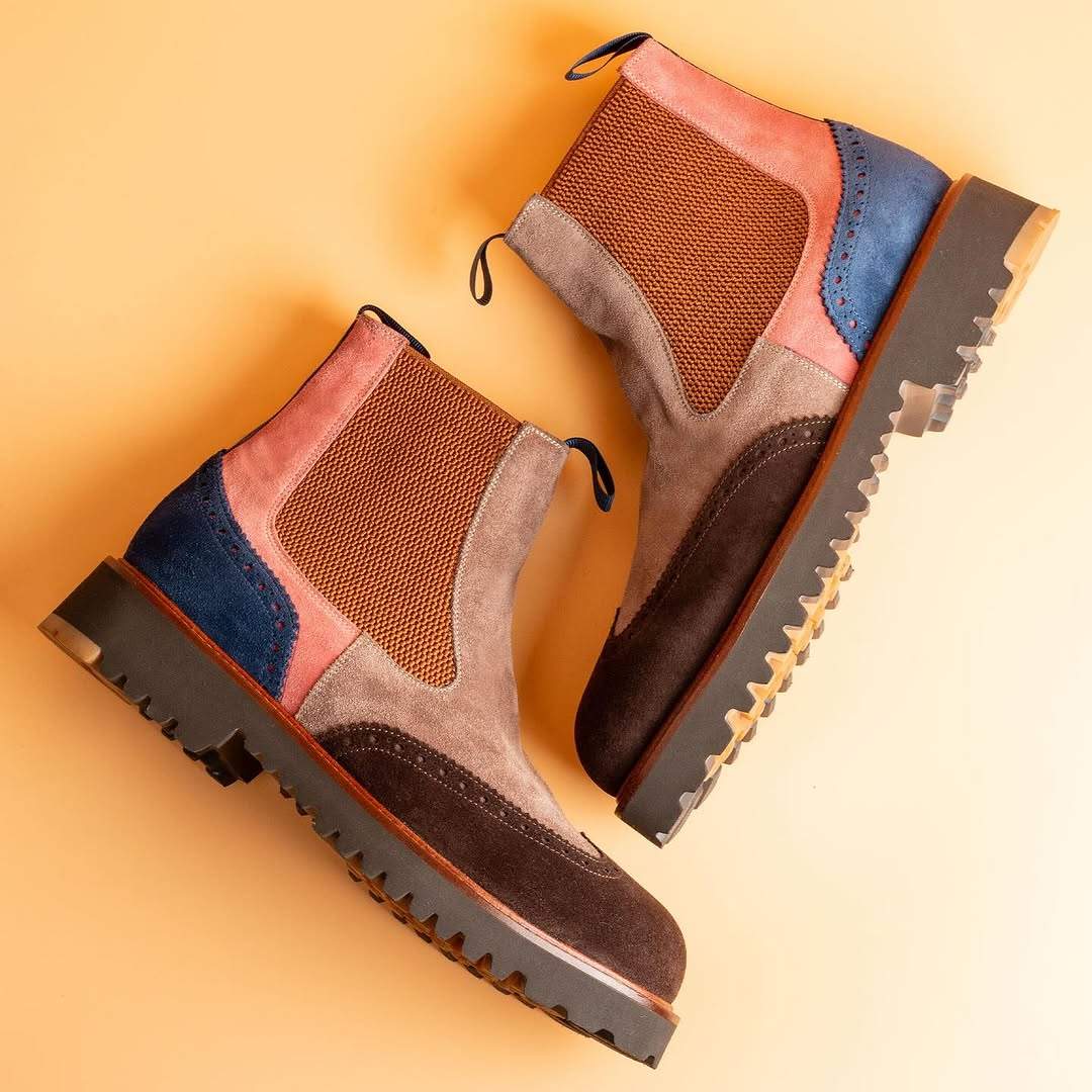 Colorblock Suede Chelsea Boots